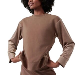 ATHLETA Retroplush Velvet Crewneck Sweatshirt, brown, size L